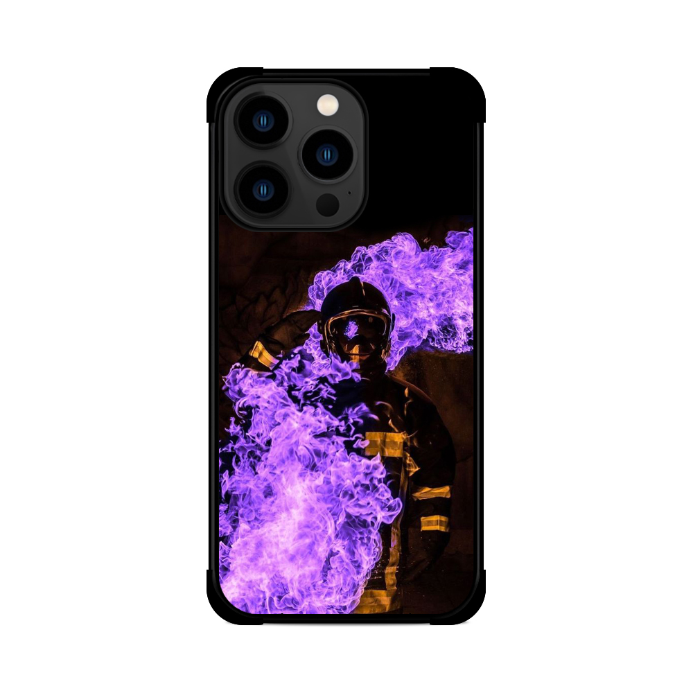 Протиударний чохол для iPhone Пожежник Синє Полумя