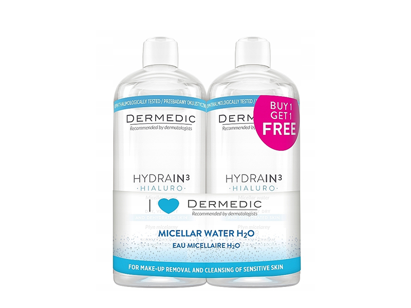 Dermedic HYDRAIN3 HIALURO Apa micelara 500ml (Set 1+1 Cadou)