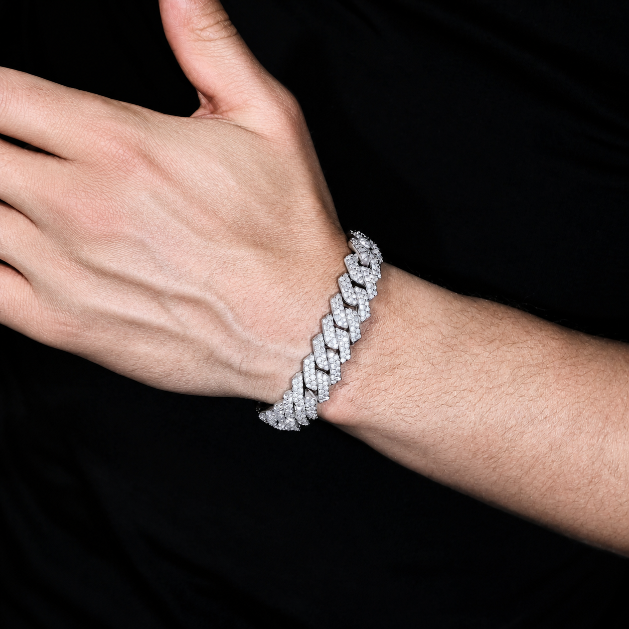 Cuban 14mm Prong Bracelet Steel ICED KYIV