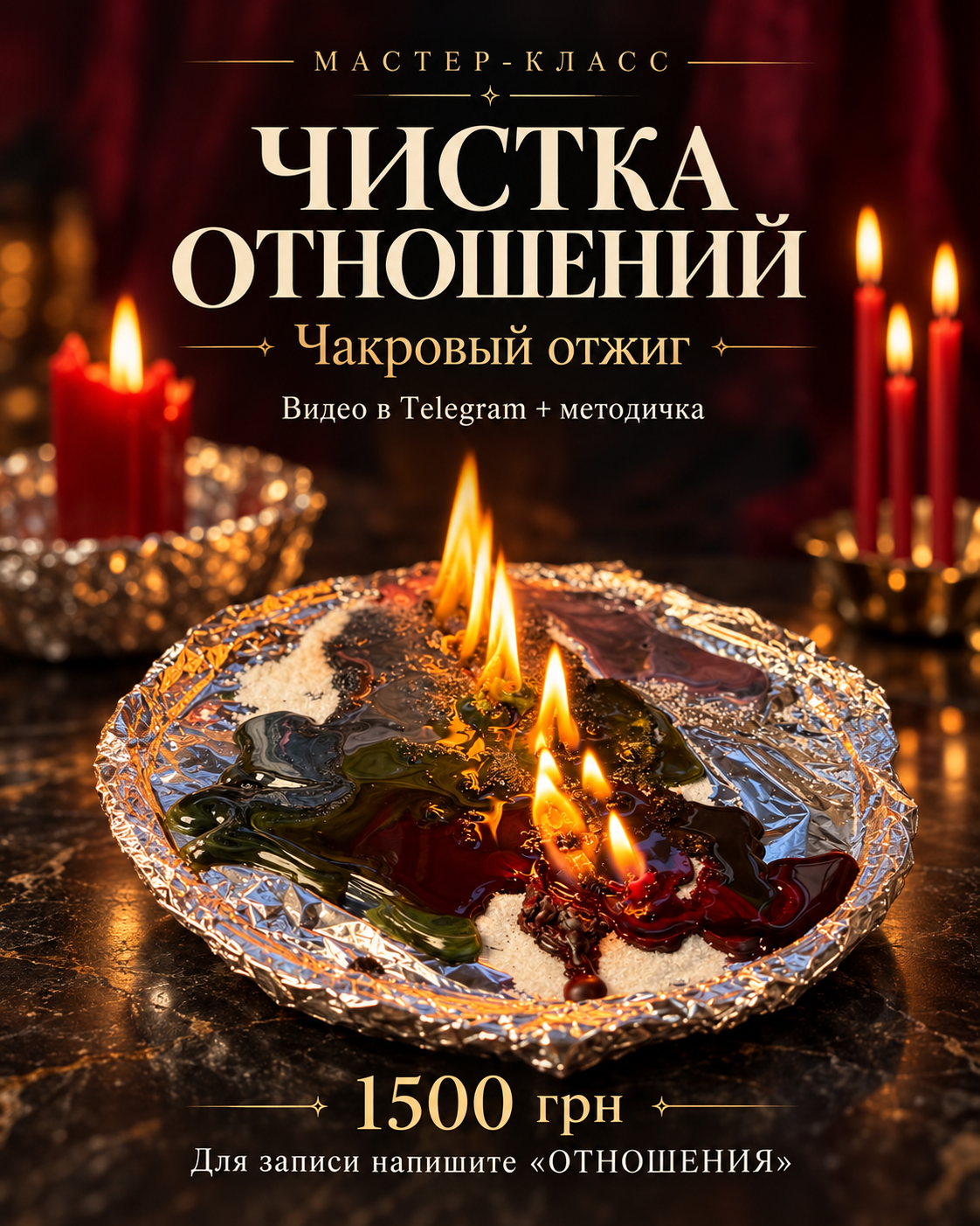 Авторская обложка мастер-класса Чистка отношений. Чакровый отжиг