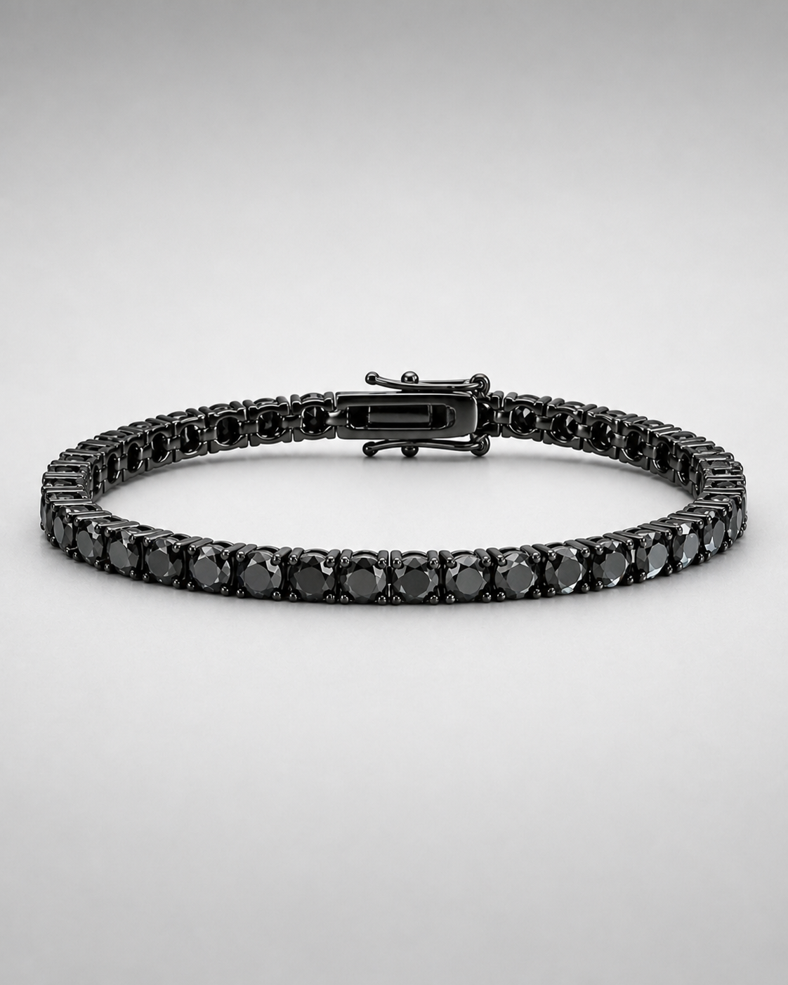 Tennis 4mm Black Silver 925 Bracelet ICED KYIV