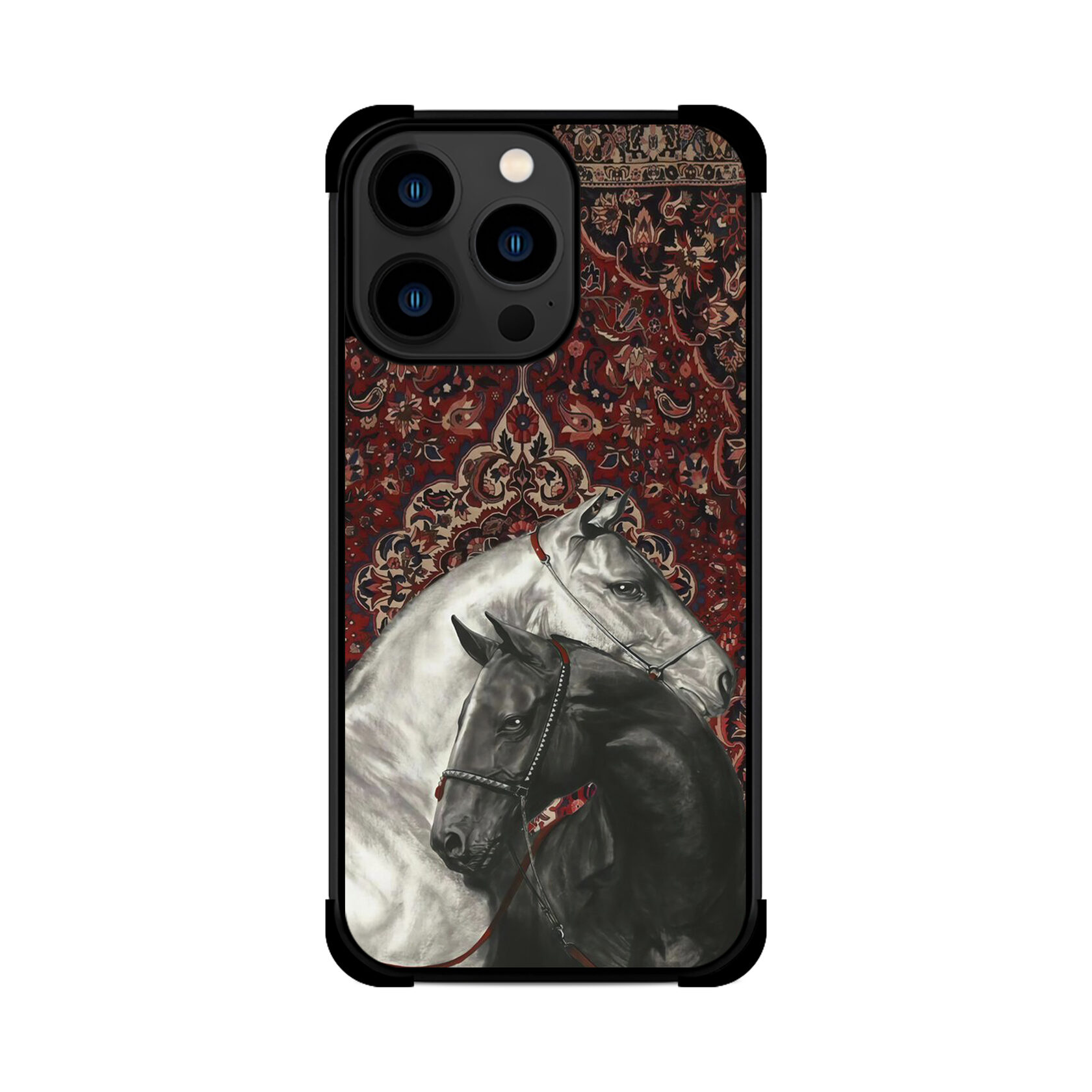 Протиударний чохол для iPhone КОНІ БІЛЕ ЧОРНЕ