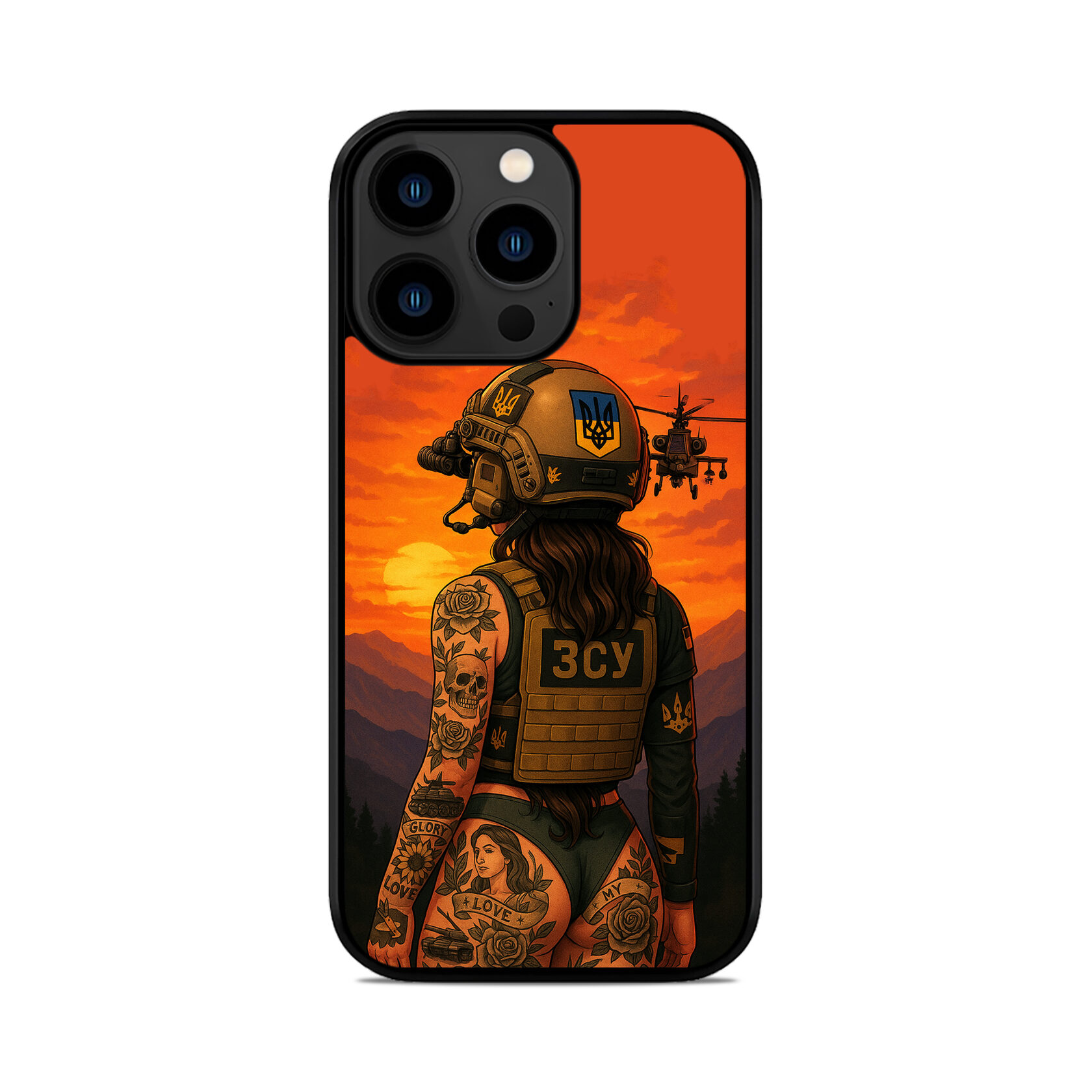 Чохол для iPhone, Samsung, Xiaomi, Huawei, Oppo, Realme ВЕРТОЛІТ ДІВЧИНА ЗСУ