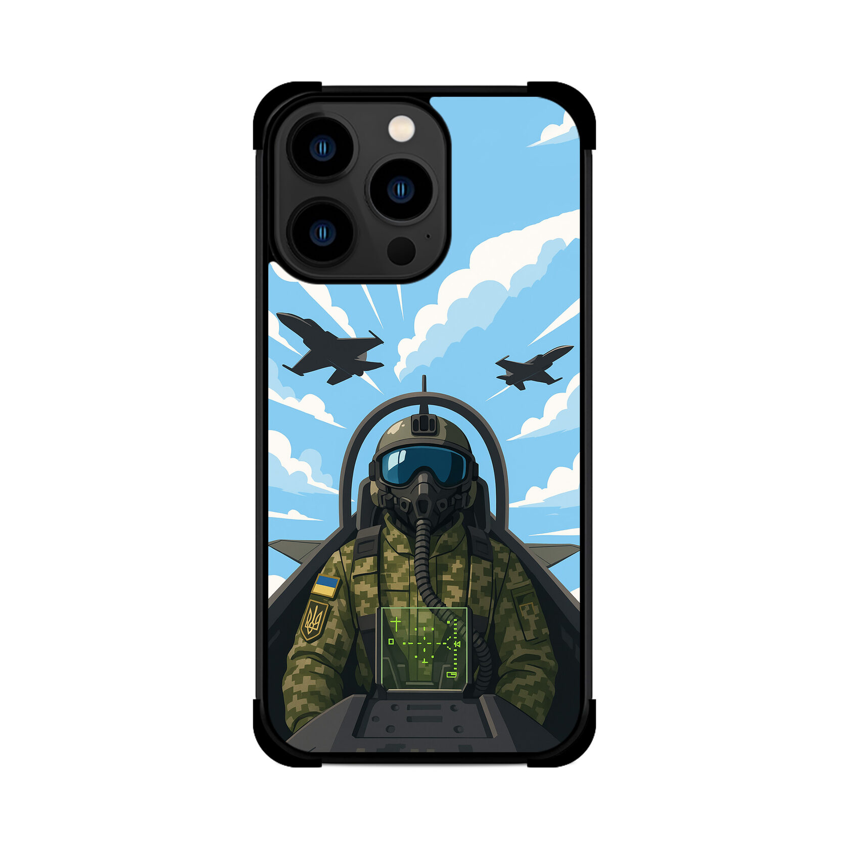 Протиударний чохол для iPhone ПІЛОТ ЗСУ F16 ЛІТАК
