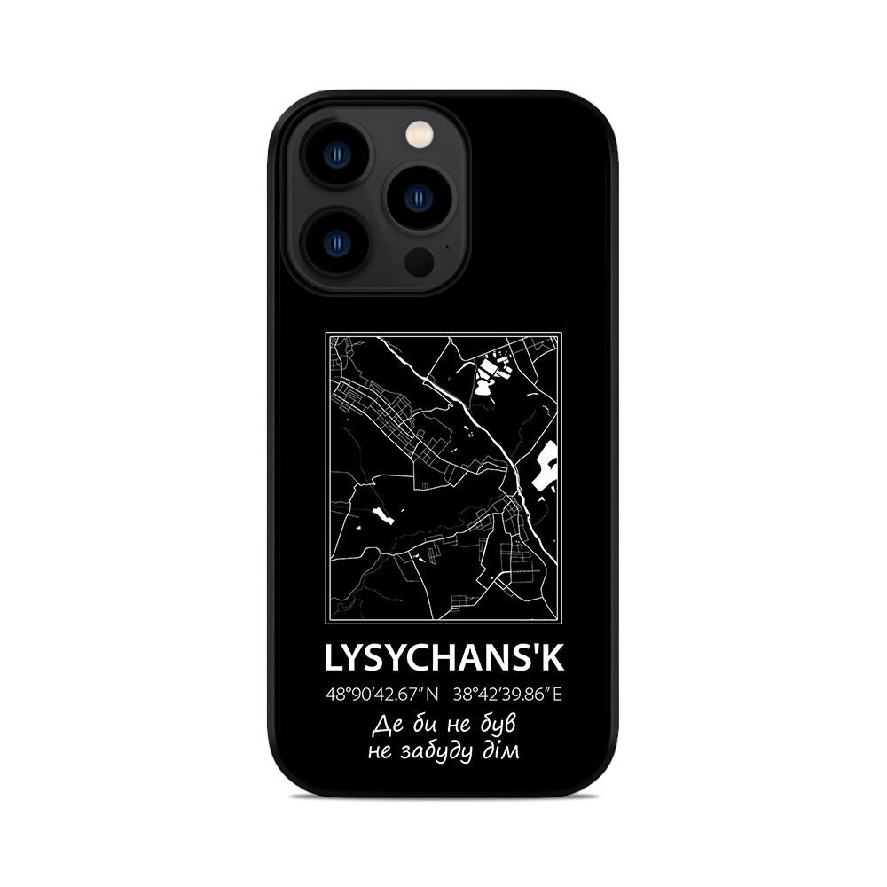 Чохол для iPhone, Samsung, Xiaomi, Huawei, Oppo, Realme мапа Lysychansk Лисичанськ