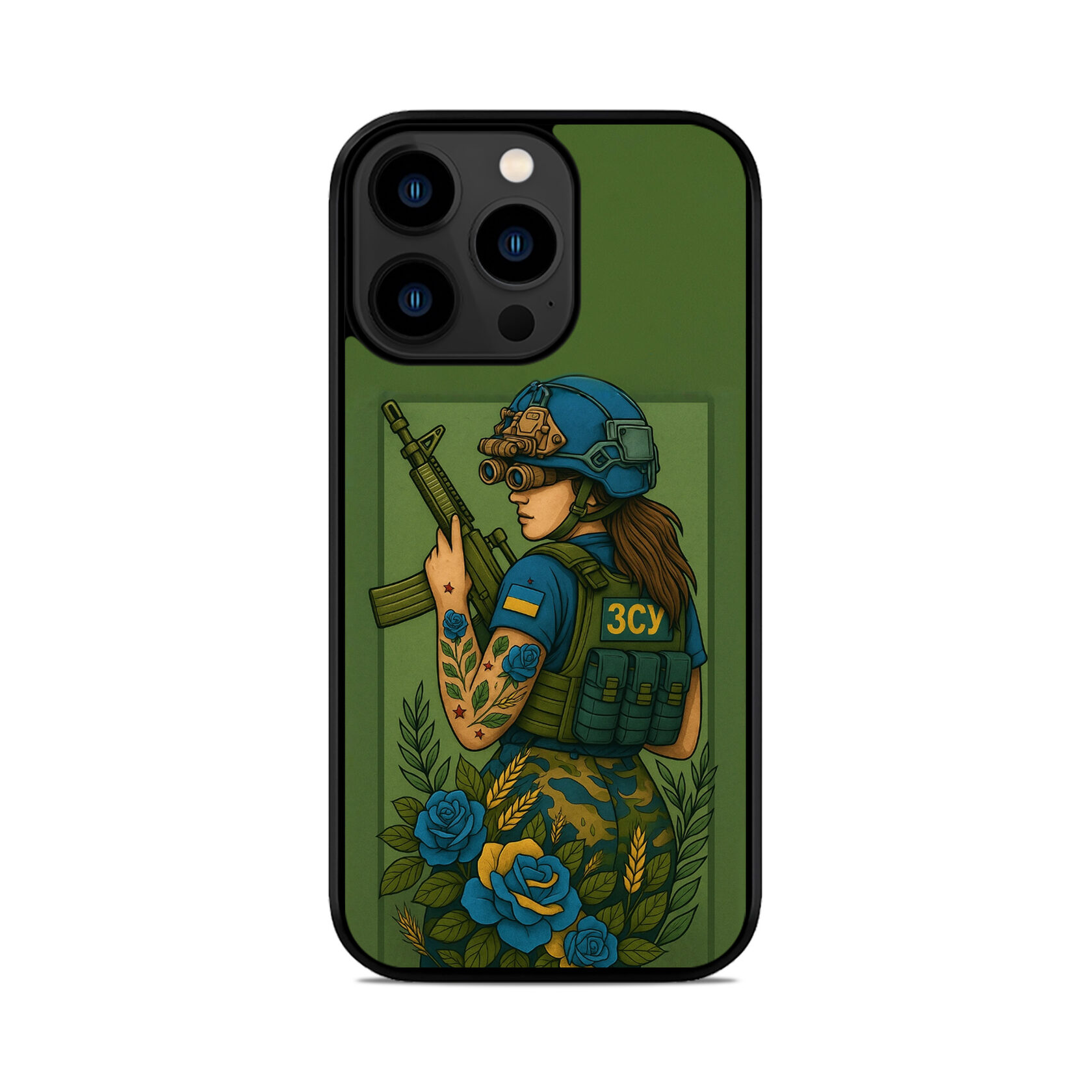 Чохол для iPhone, Samsung, Xiaomi, Huawei, Oppo, Realme ЗСУ ДІВЧИНА КВІТИ