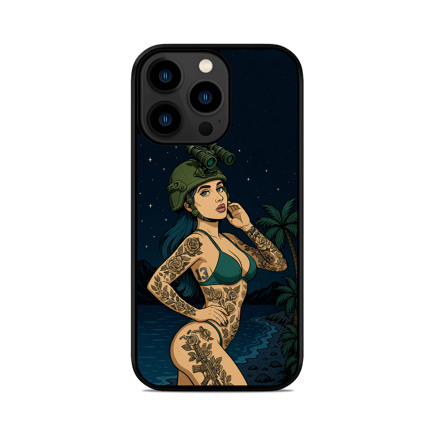 Чохол для iPhone, Samsung, Xiaomi, Huawei, Oppo, Realme ДІВЧИНА ЗСУ НІЧ ПЕЙЗАЖ