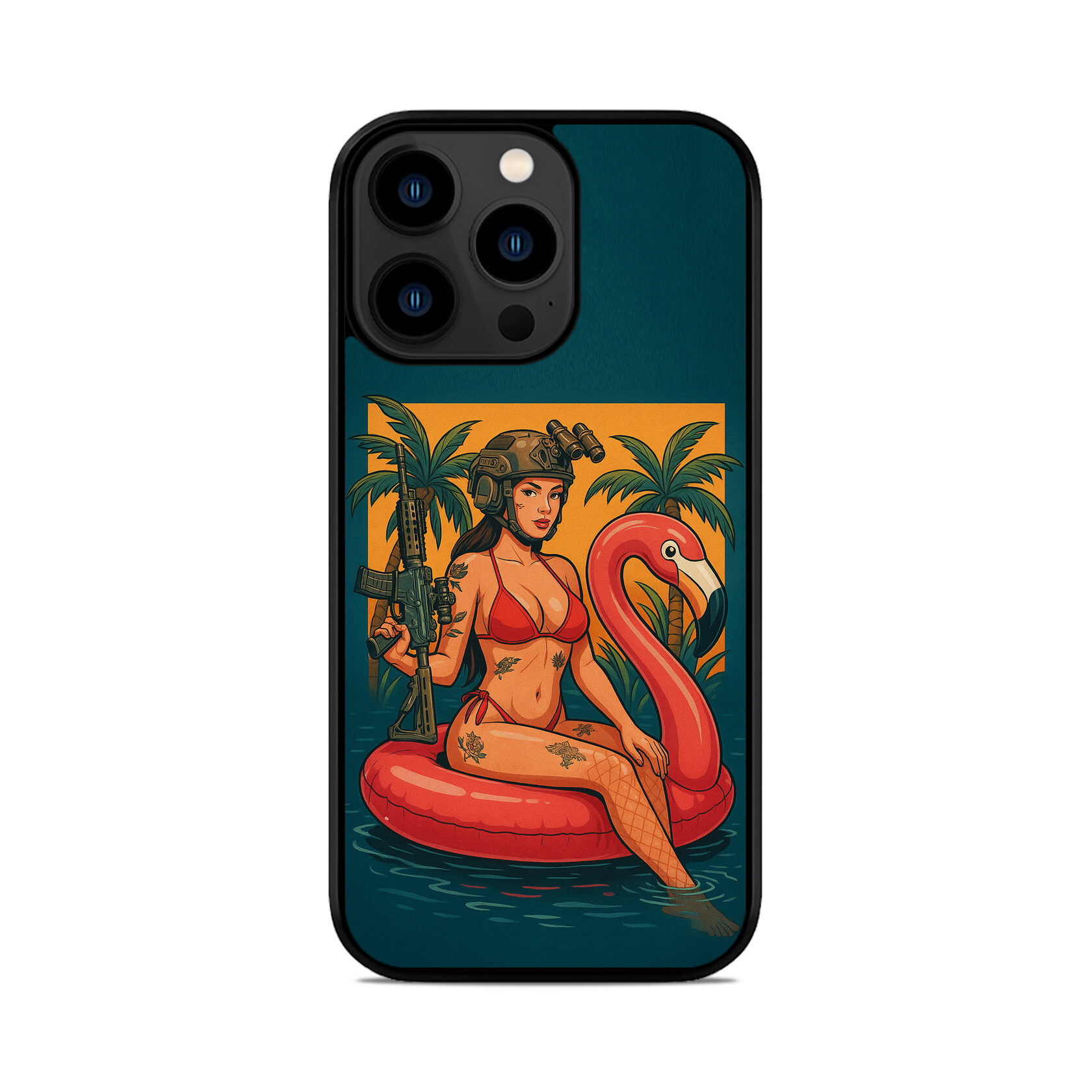 Чохол для iPhone, Samsung, Xiaomi, Huawei, Oppo, Realme ФЛАМІНГО ДІВЧИНА ЗСУ