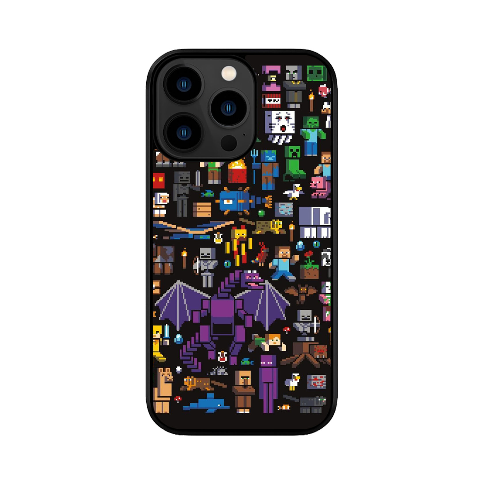 Чохол для iPhone, Samsung, Xiaomi, Huawei, Oppo, Realme ЛЕСТЕР Minecraft Колаж Дракон