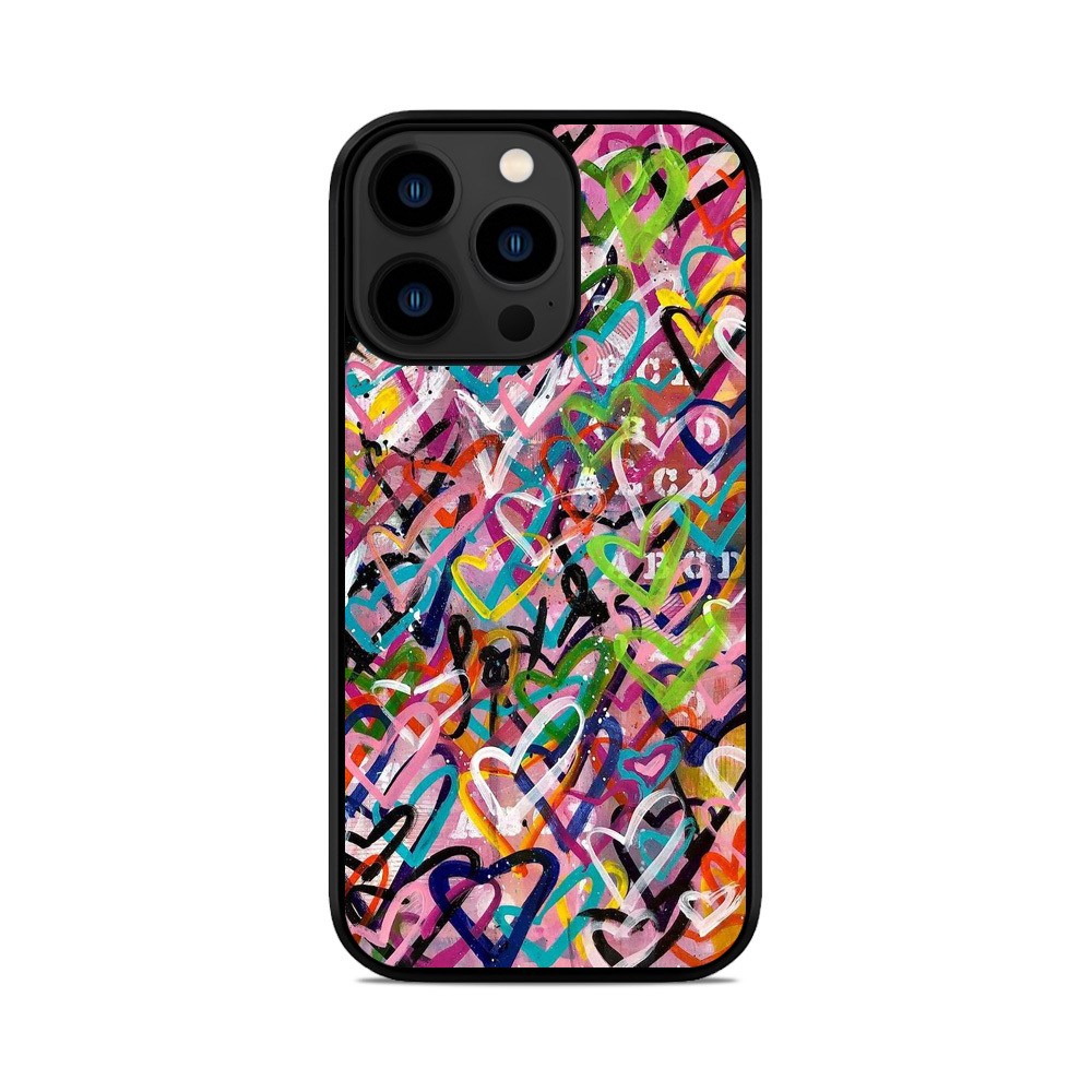 Чохол для iPhone, Samsung, Xiaomi, Huawei, Oppo, Realme графіті Сердечка