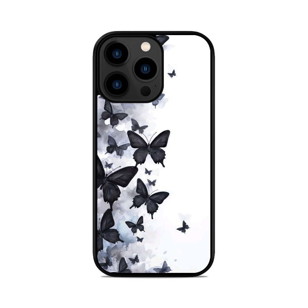 Чохол для iPhone, Samsung, Xiaomi, Huawei, Oppo, Realme Метелики Темно Сірі