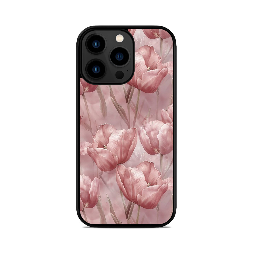 Чохол для iPhone, Samsung, Xiaomi, Huawei, Oppo, Realme Рожеві Тюльпани