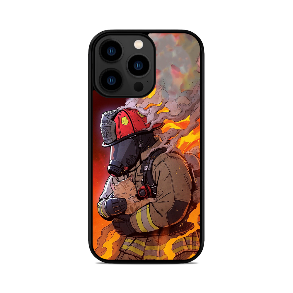 Чохол для iPhone, Samsung, Xiaomi, Huawei, Oppo, Realme Пожежник Киця