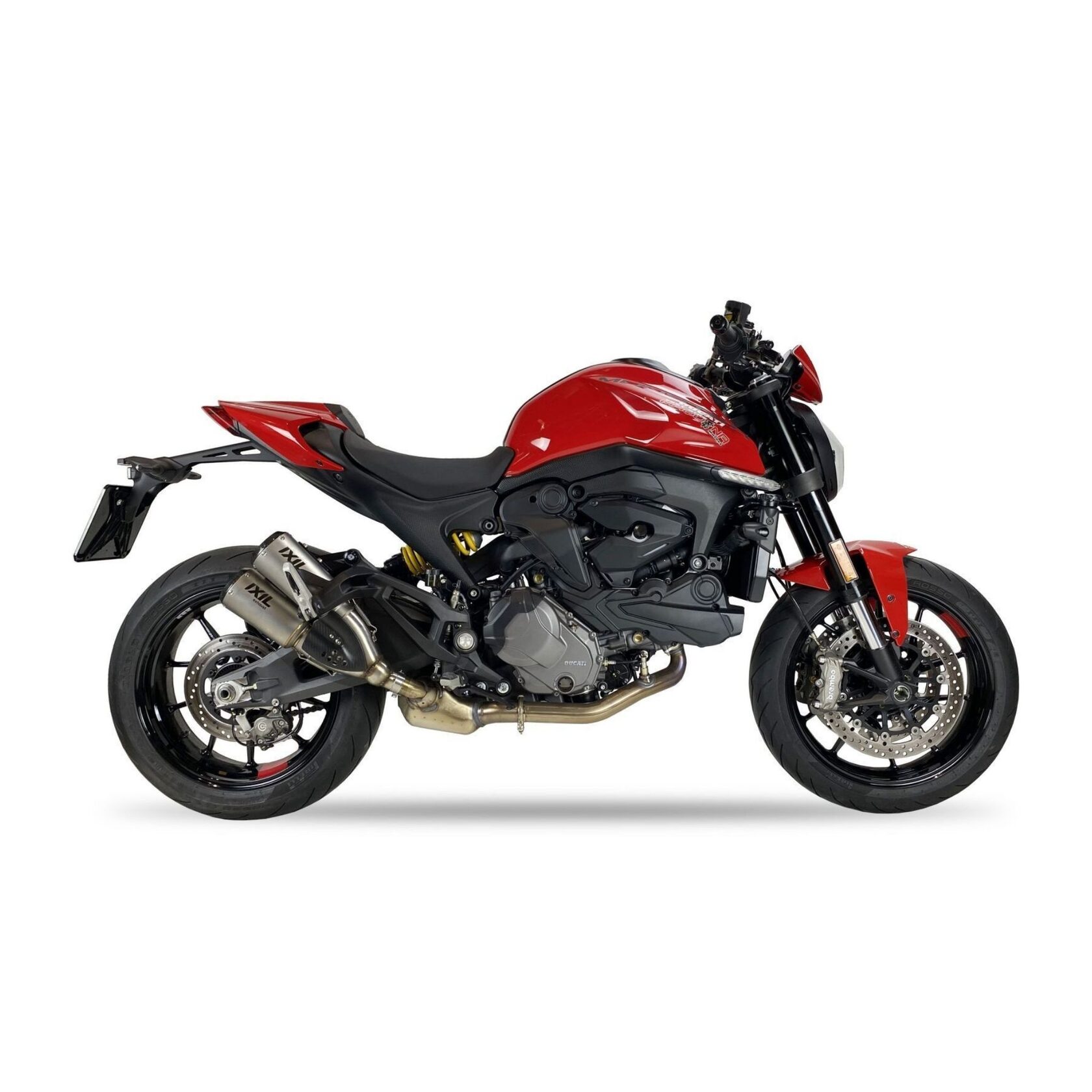 Red Ducati Monster 937 with Spark exhaust rental Pattaya