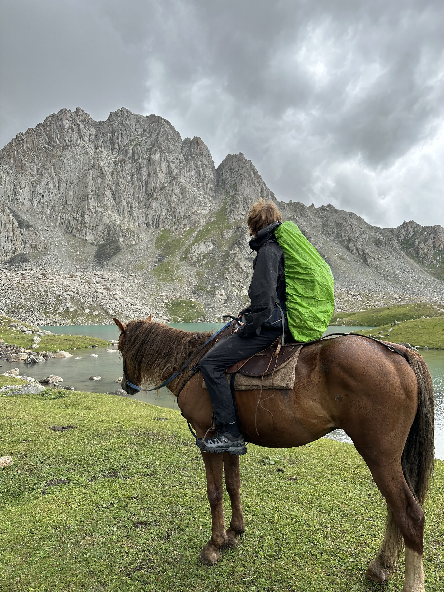 Snow-covered winter peaks and valley near Karakol