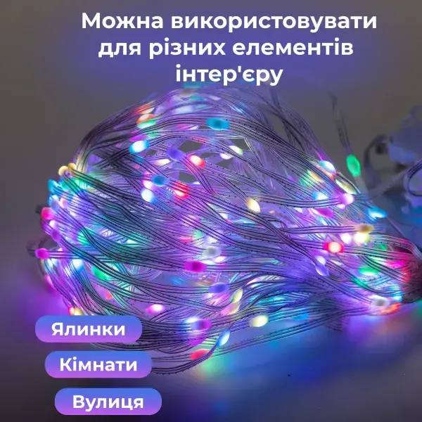 Варіанти використання гірлянди: ялинка, кімната, вулиця