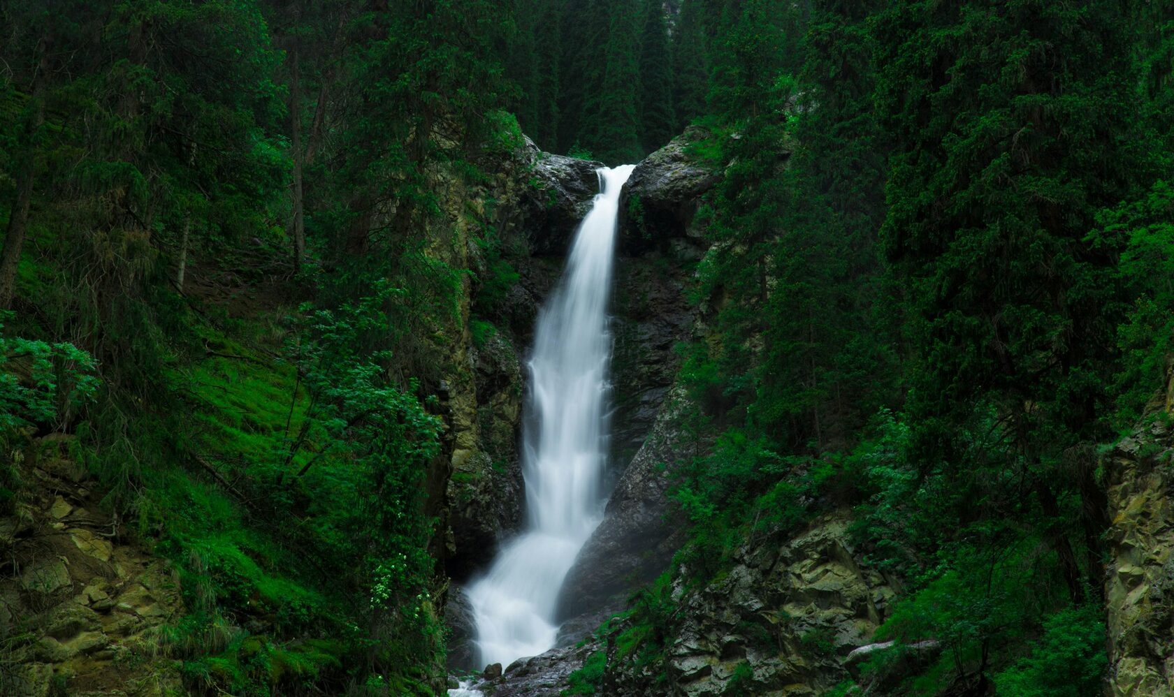 Waterfall in Barskoon Gorge above Issyk-Kul