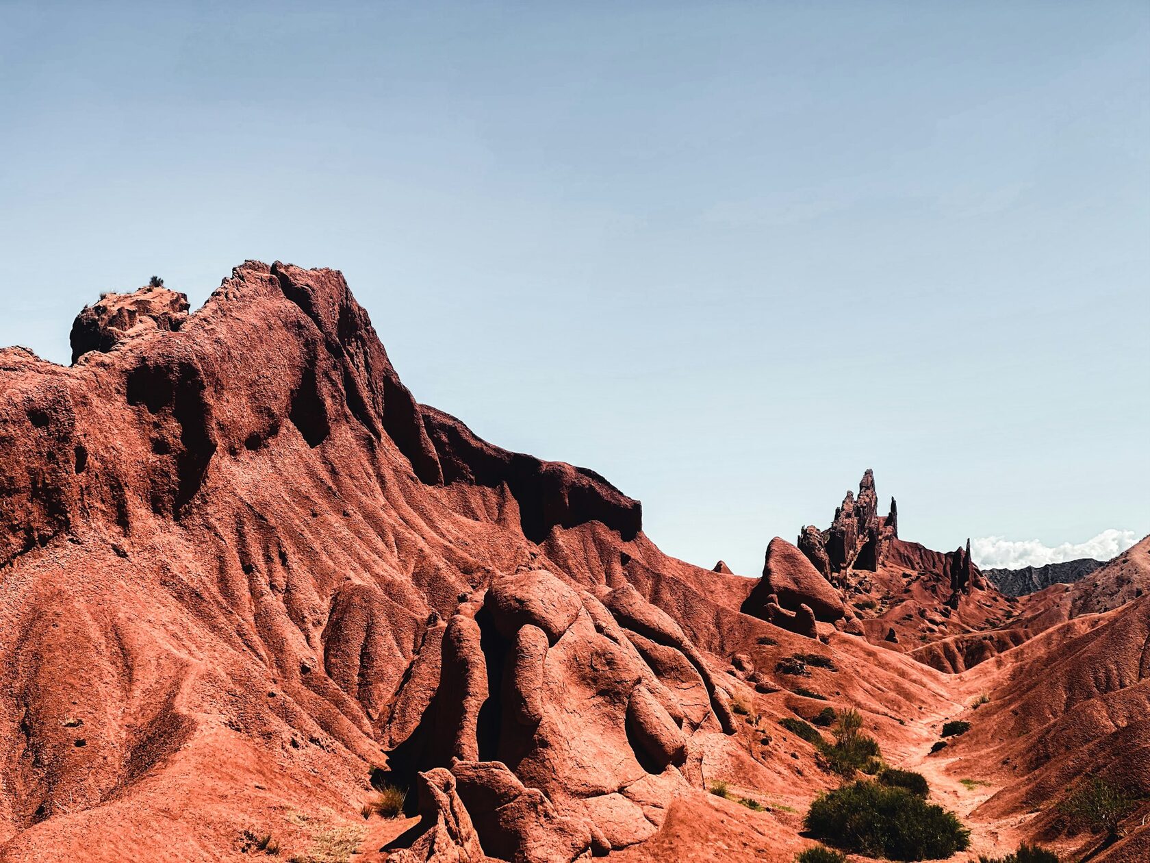 Red rock formations of the Seven Bulls at Jeti-Oguz