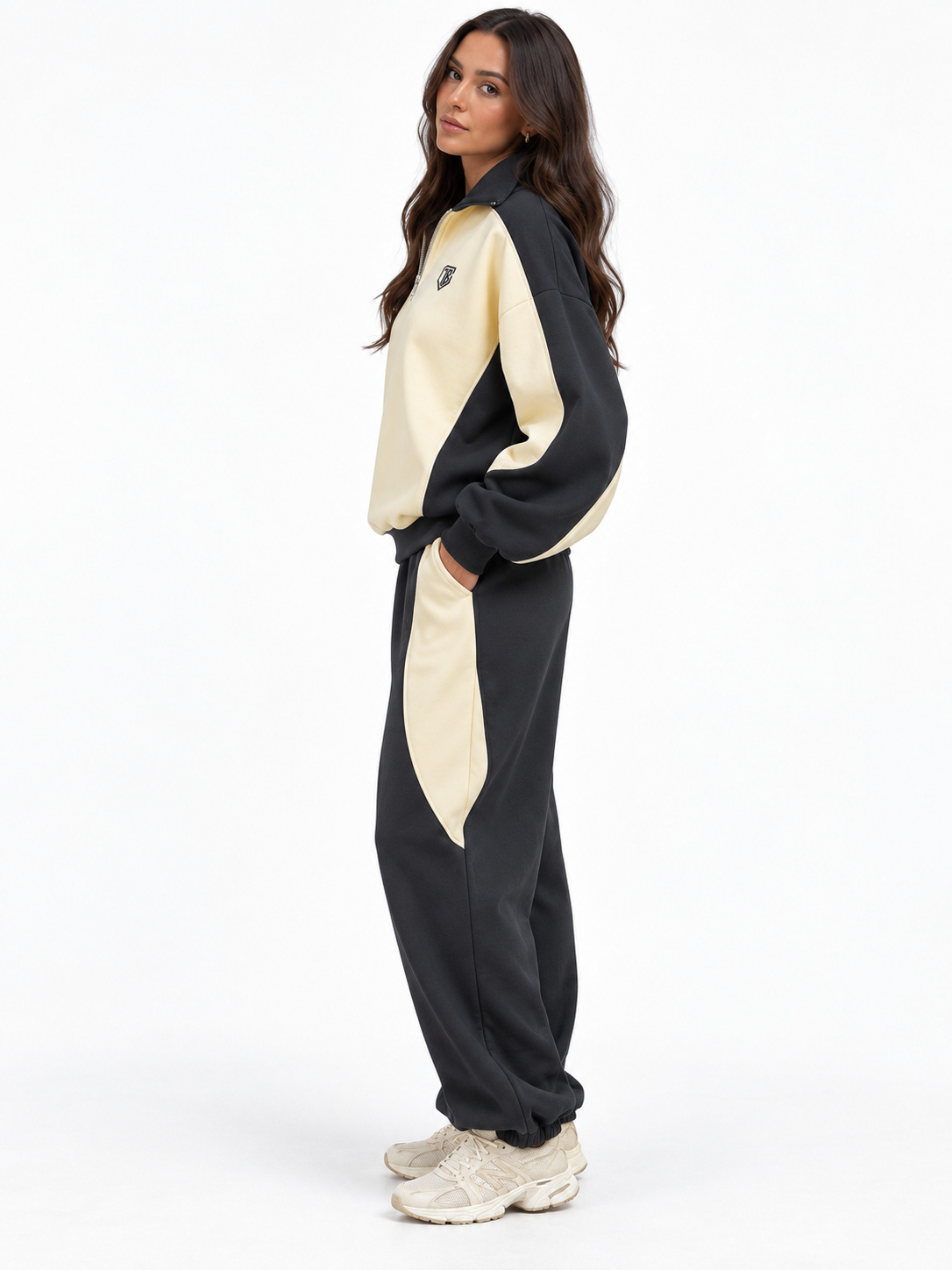Жіночий теплий костюм oversize на флісі графіт — NAOMI