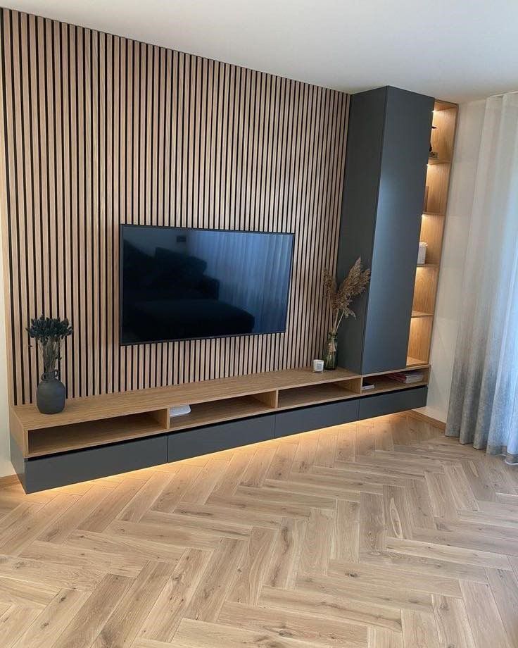 Luxury Timber Media Wall with Built-in Storage