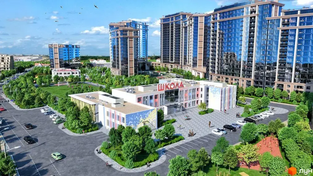 ЖК Авторский район Фонтанка — школа и территория комплекса
