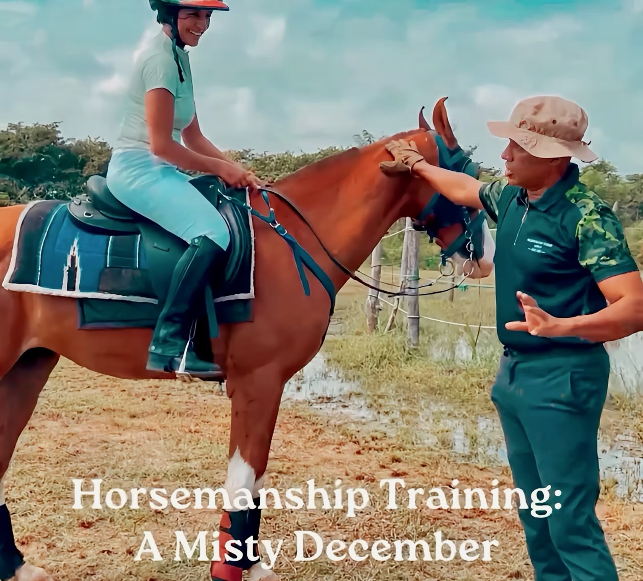 Horsemanship training at Vonfidel Ranch with an instructor guiding a rider