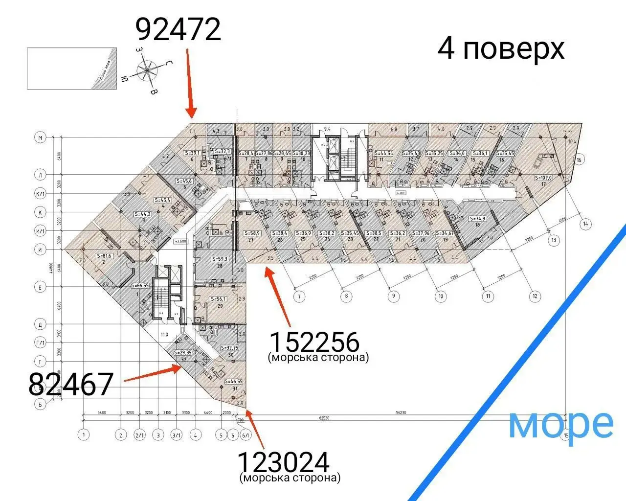 M1 Club Apartments — планировка первого типа этажа