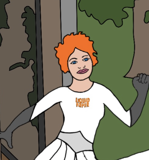 Illustrated superhero trading card of Bette Nesmith Graham from The Remarkablz.