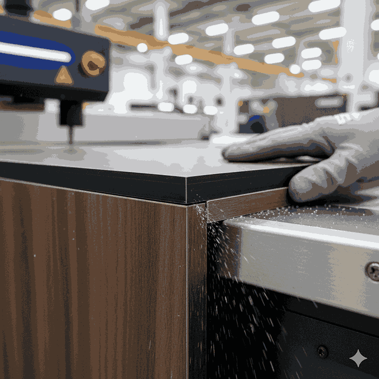 Durable edge banding on a cut panel