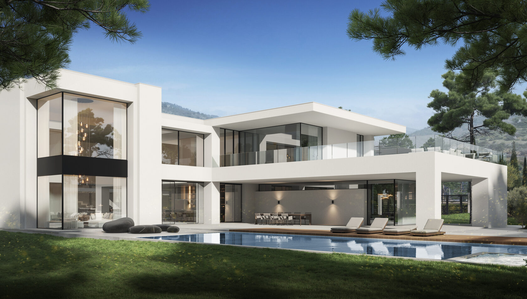 This estate consists of several buildings — including the main residence, a spa, and auxiliary structures, located in the hills near Limassol