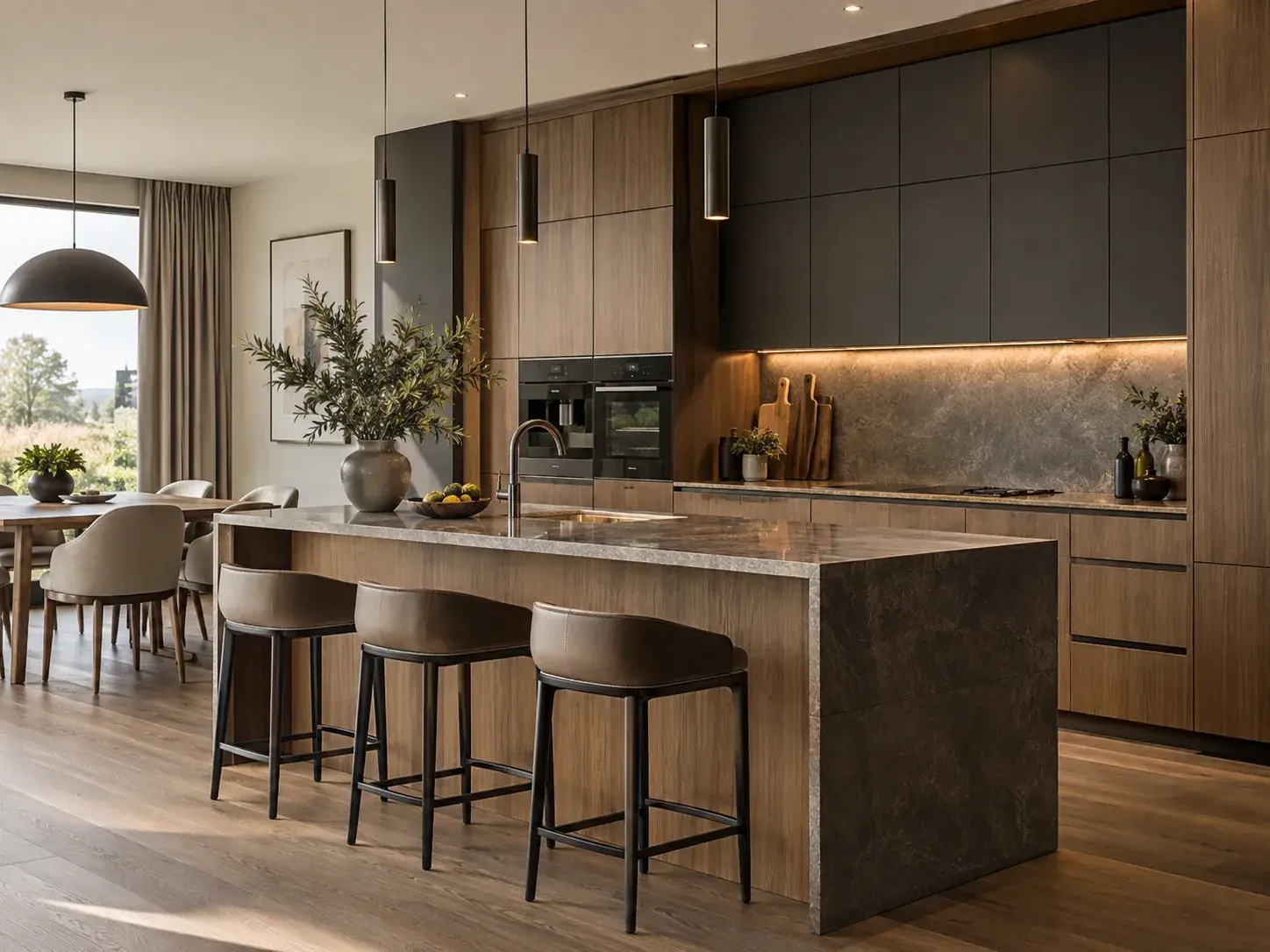 Interior modern realizat de FaurMobila — bucătărie caldă cu mobilier personalizat