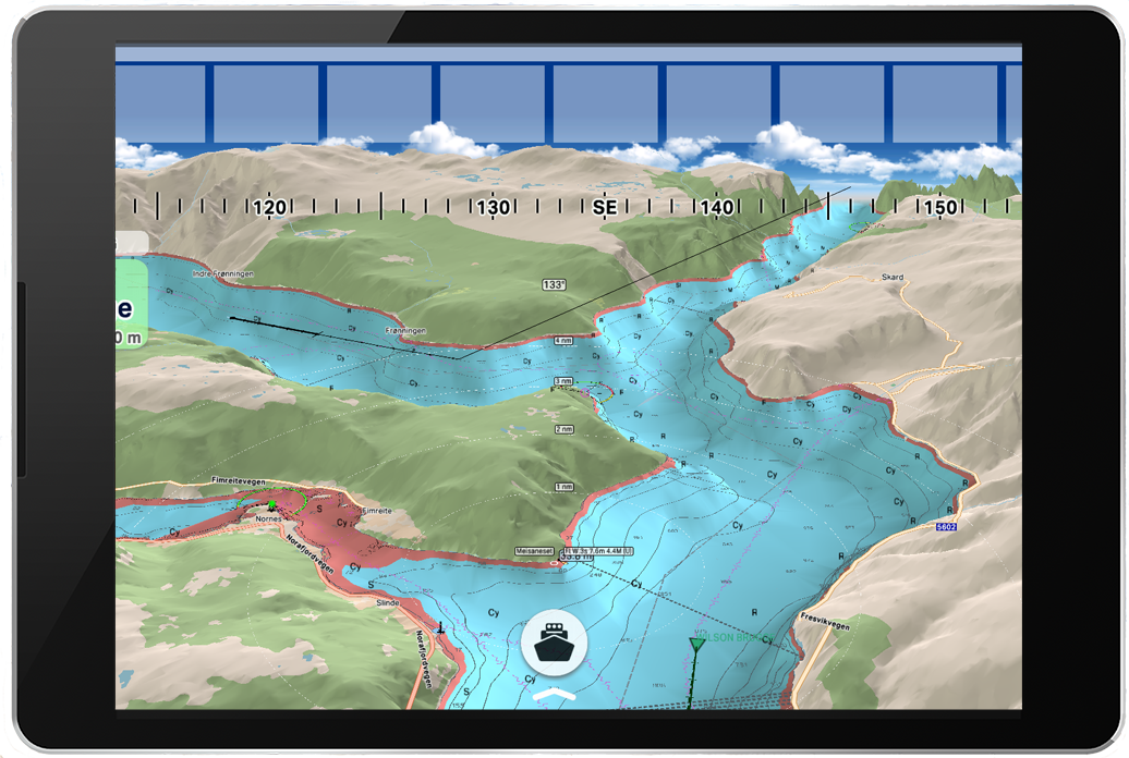  3d marine navigator on a tablet