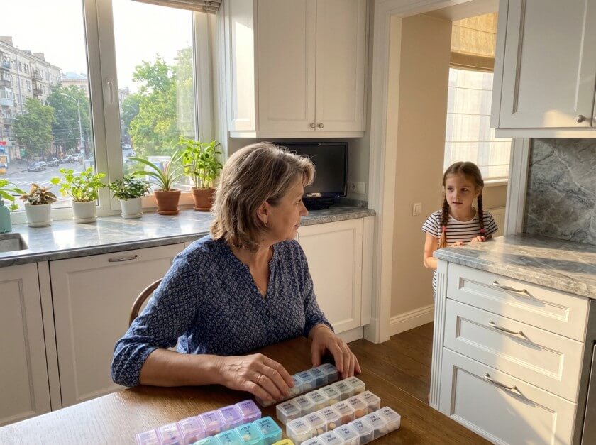 бабуся з онукою на кухні