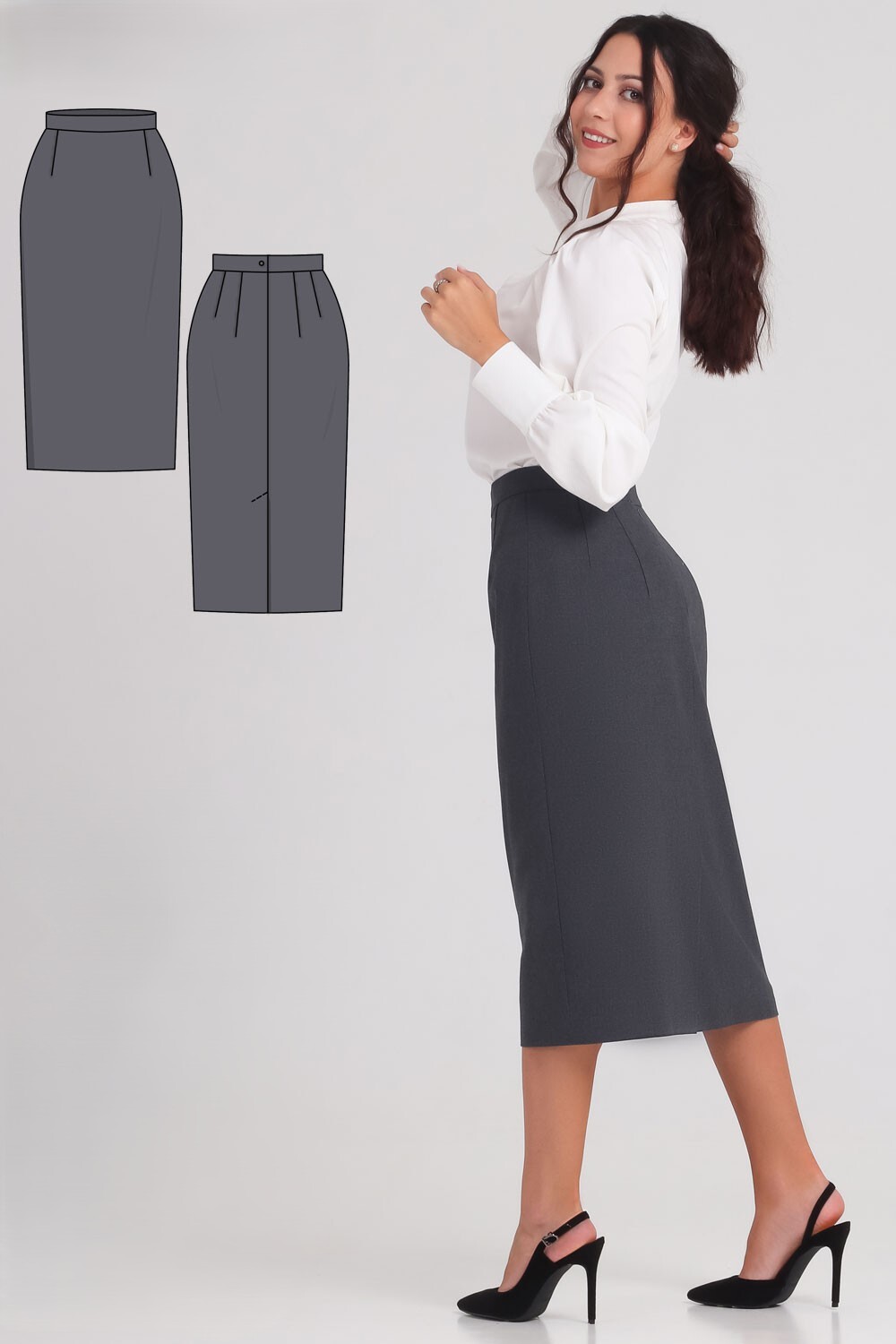 Beautiful A-line skirt with zipper and waistband