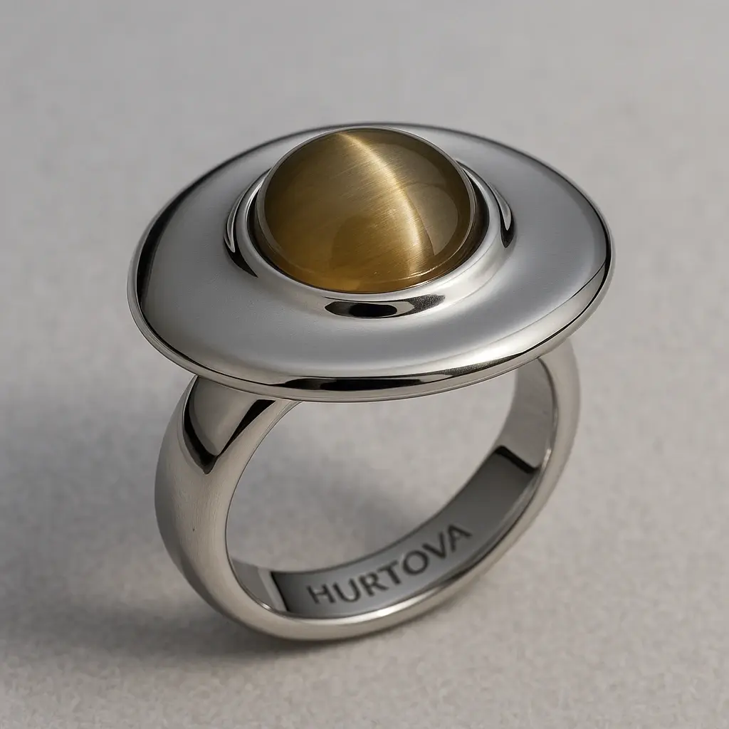 Каблучка з геліодором у золоті 750 проби, ювелірні прикраси HURTOVA 