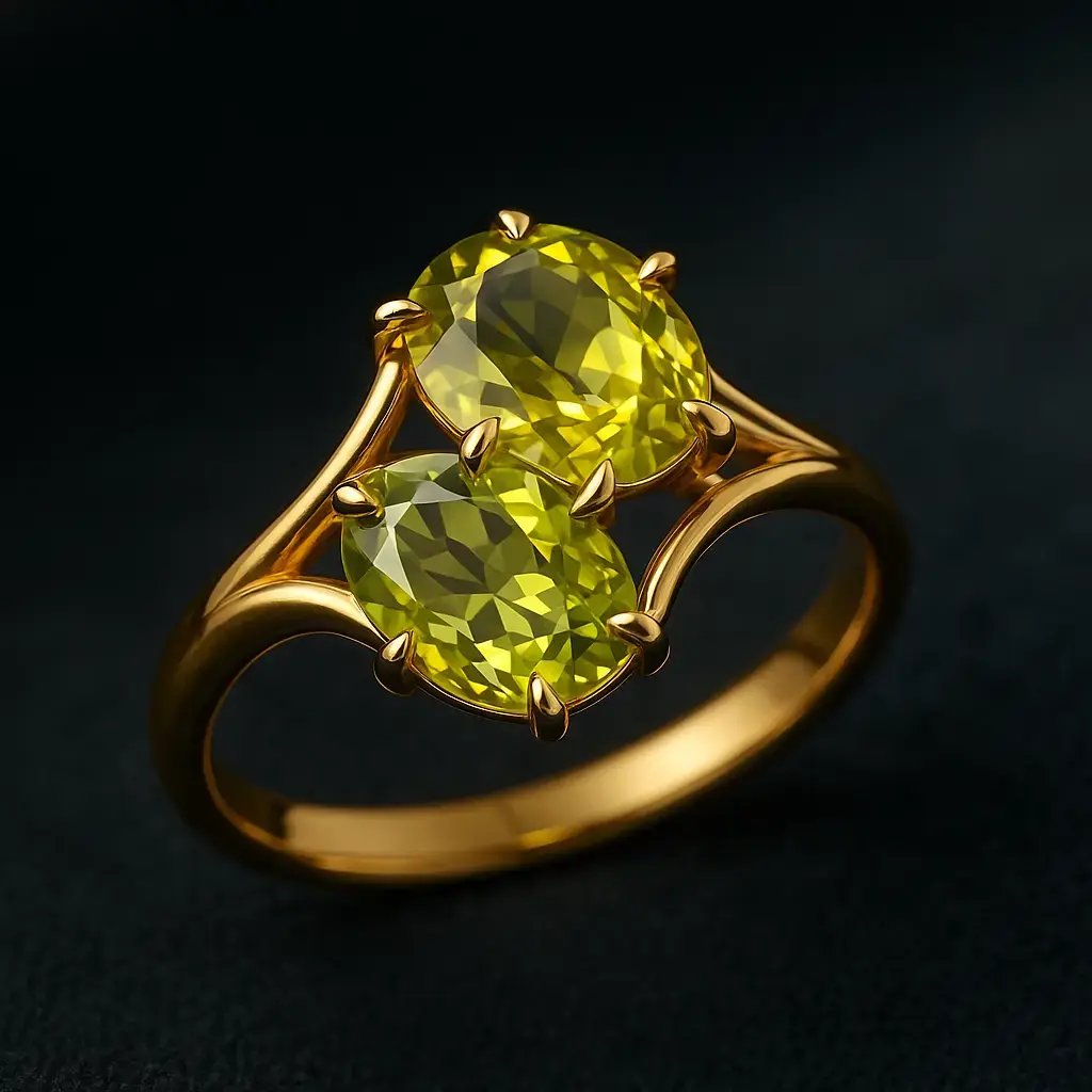 Золота каблучка з хризоберилами