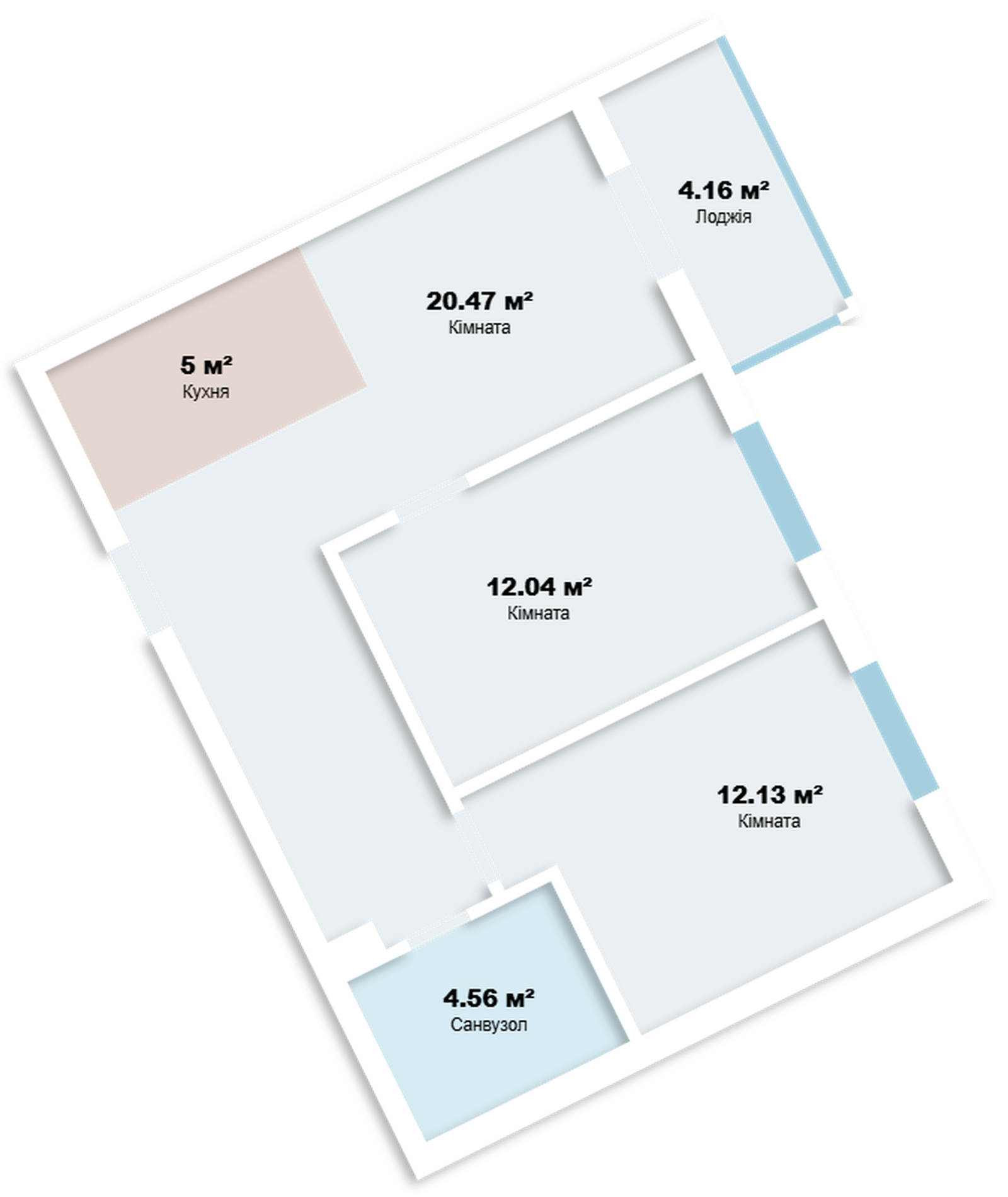 Планировка 2-комнатной квартиры в ЖК Акварель 7 — вариант 1