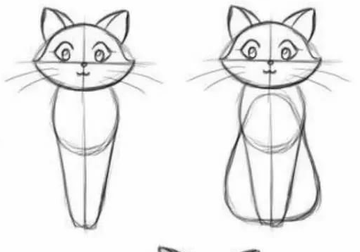 Как нарисовать кошку для детей карандашом поэтапно