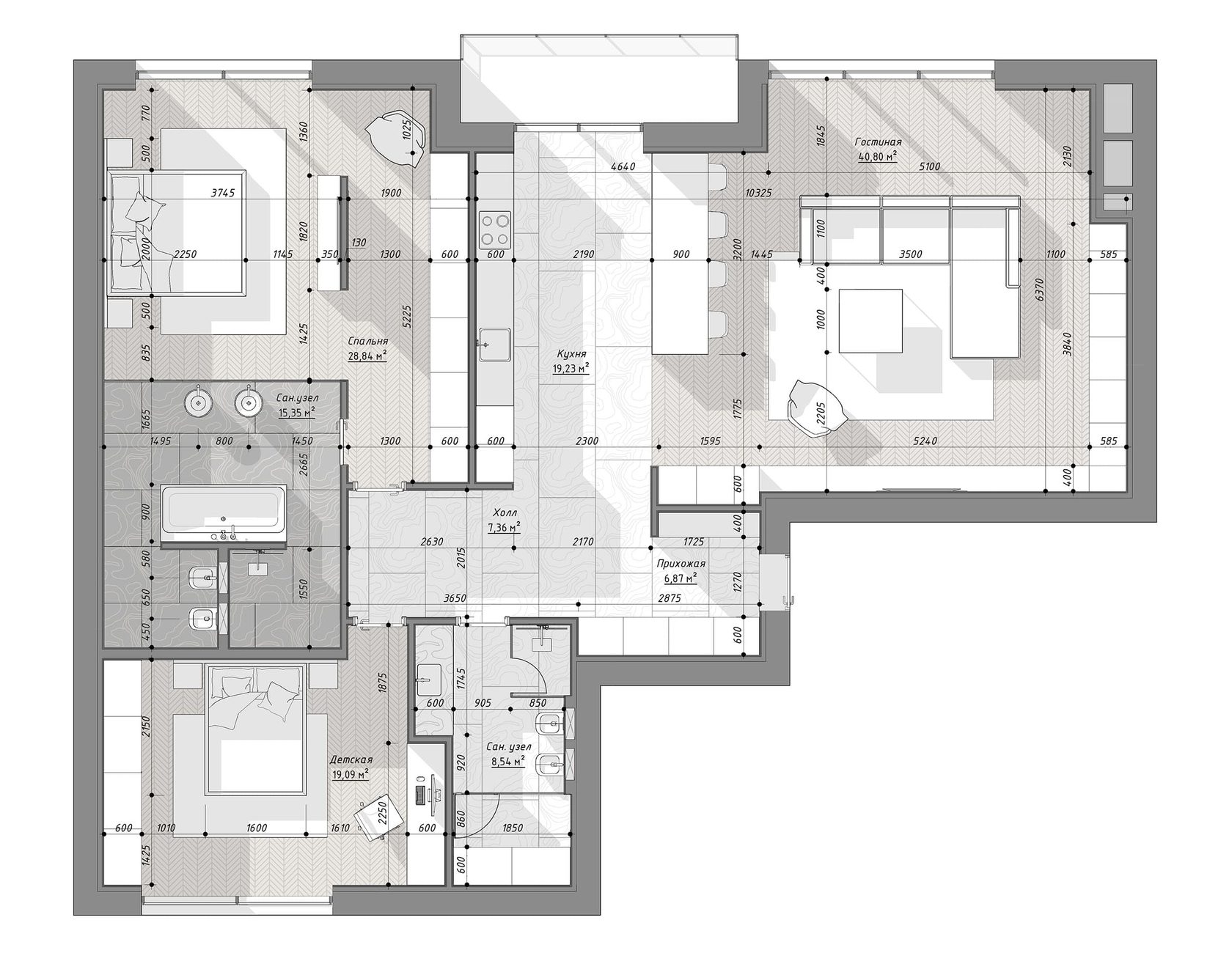 Дизайн интерьера - проект "K-Apartment" от DA-Design