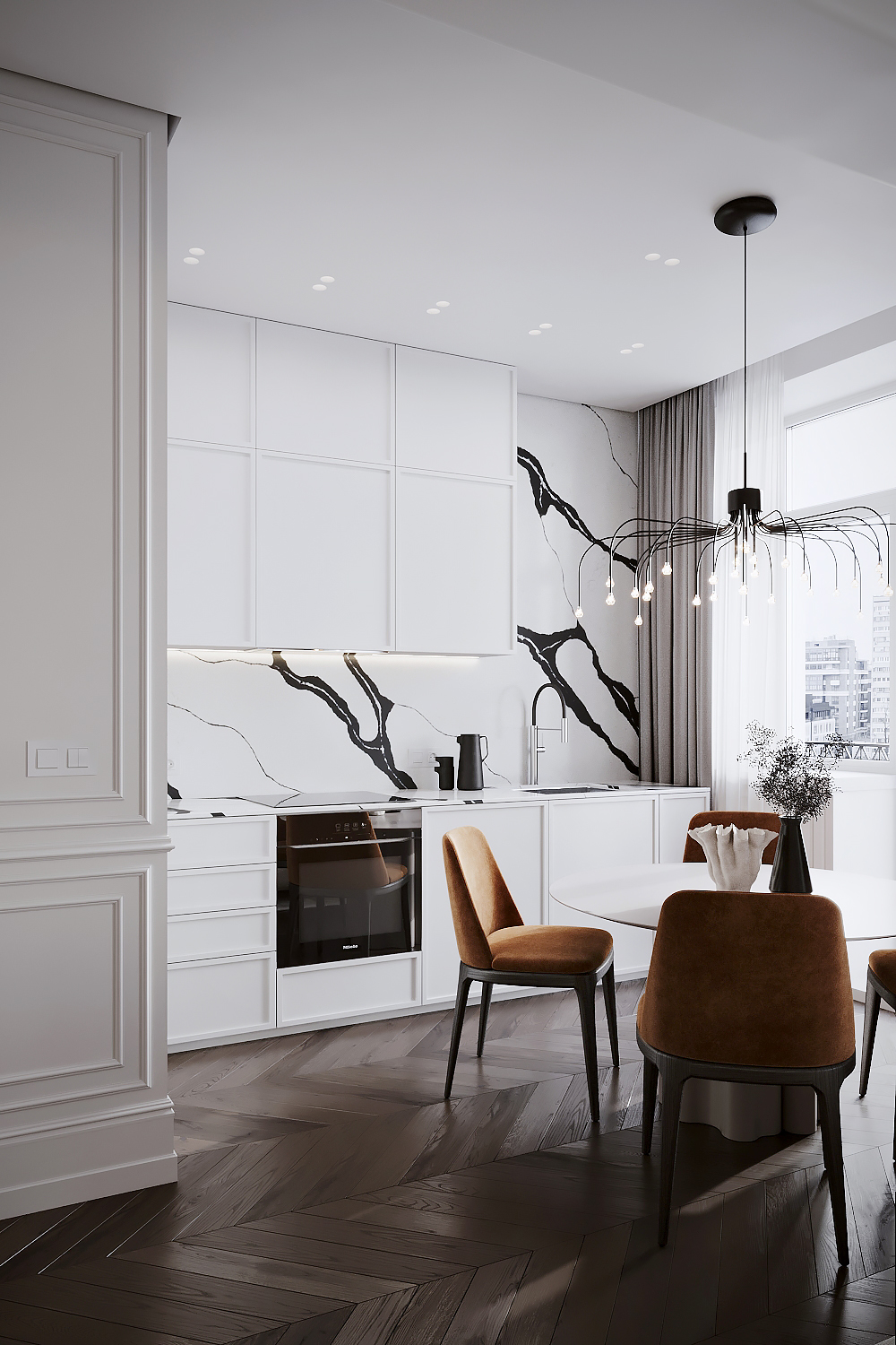 This compact 80 m² apartment is located in a building on the waterfront in the historic center of Moscow