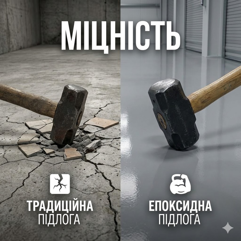 Висока міцність та ударостійкість наливної підлоги