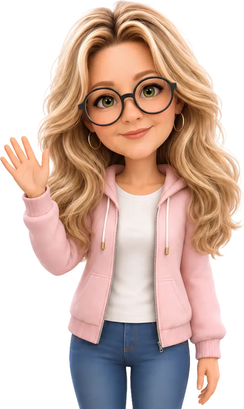 Julia, the teacher, waving hello
