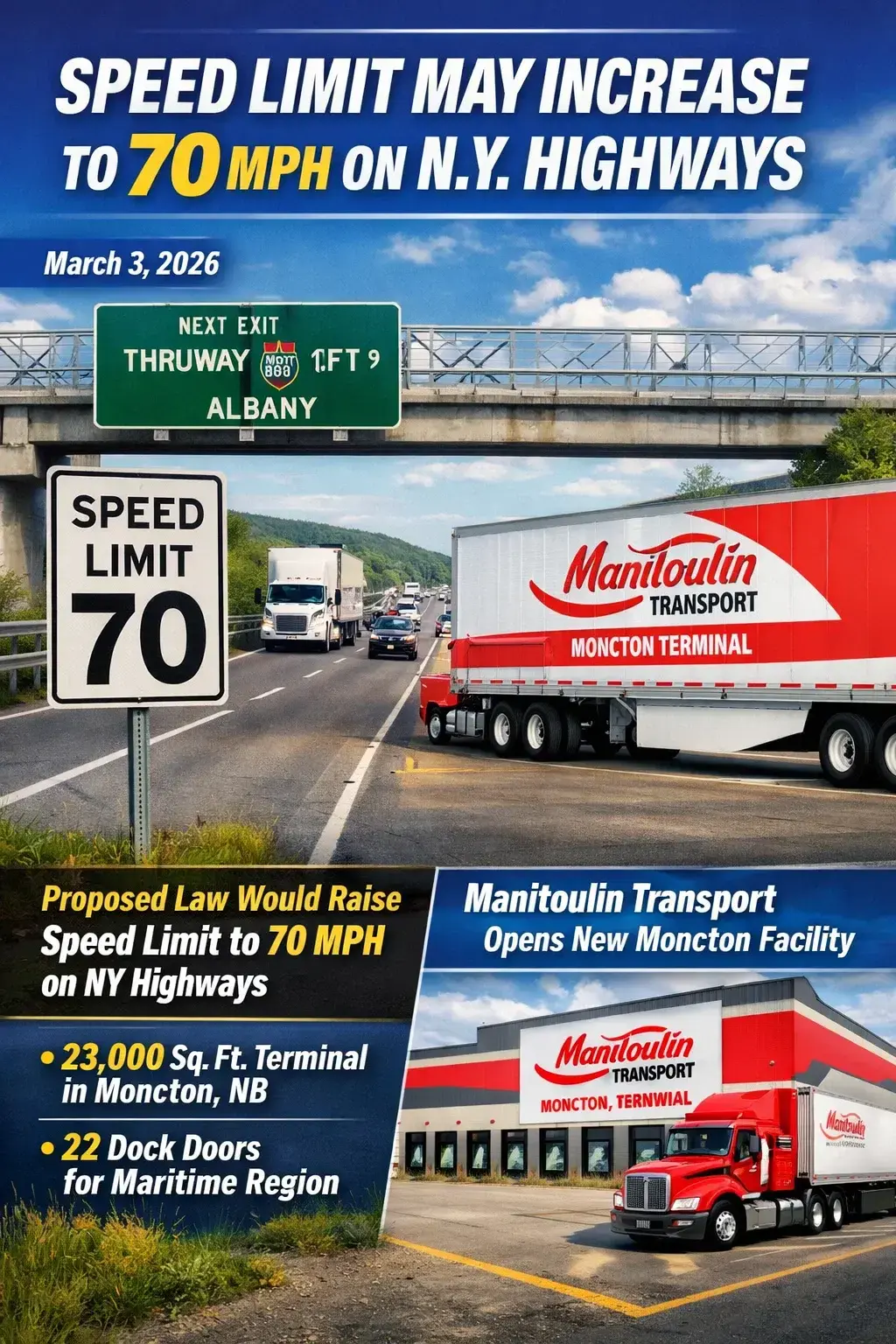 NY Lawmakers Propose 70 MPH Speed Limit