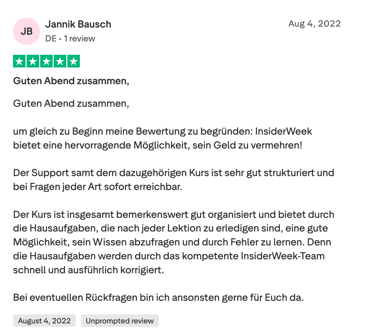 Teilnehmer-Bewertung