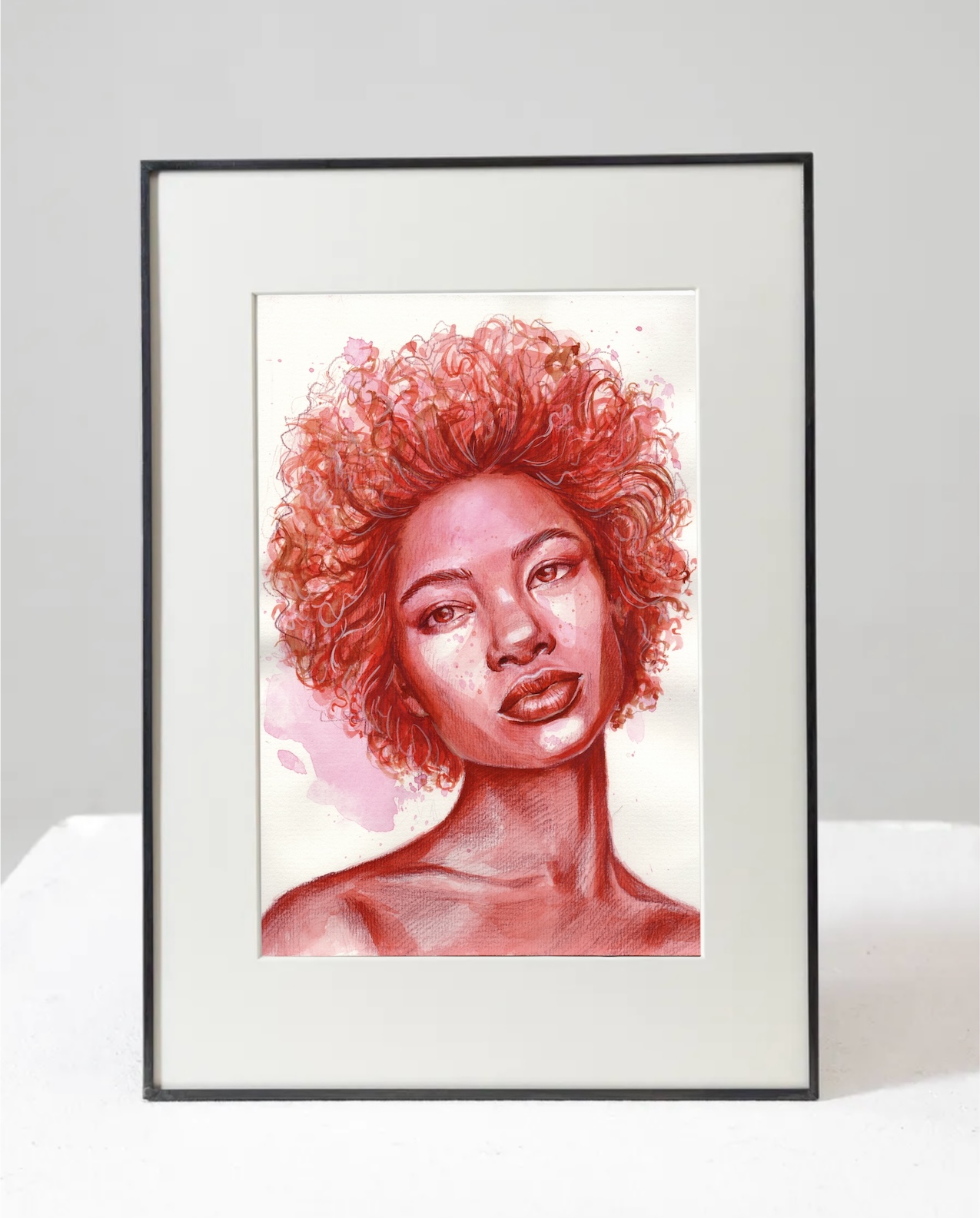 ORANGE GIRL female woman portrait by artist VELLY vellyart artvelly purchase painting купить картину, акварельный портрет девушки женщины Вэлли художник vellyart.com