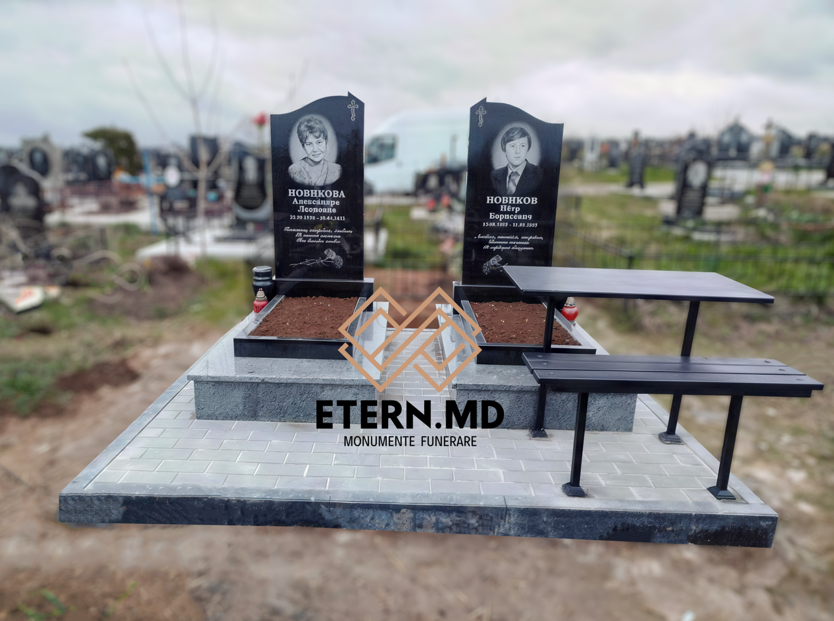 monument funerar dublu din granit