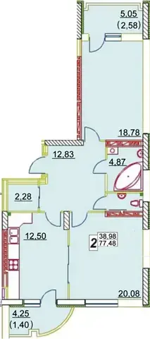 ЖК Новые Черемушки — планировка 2-комнатной квартиры вариант 3