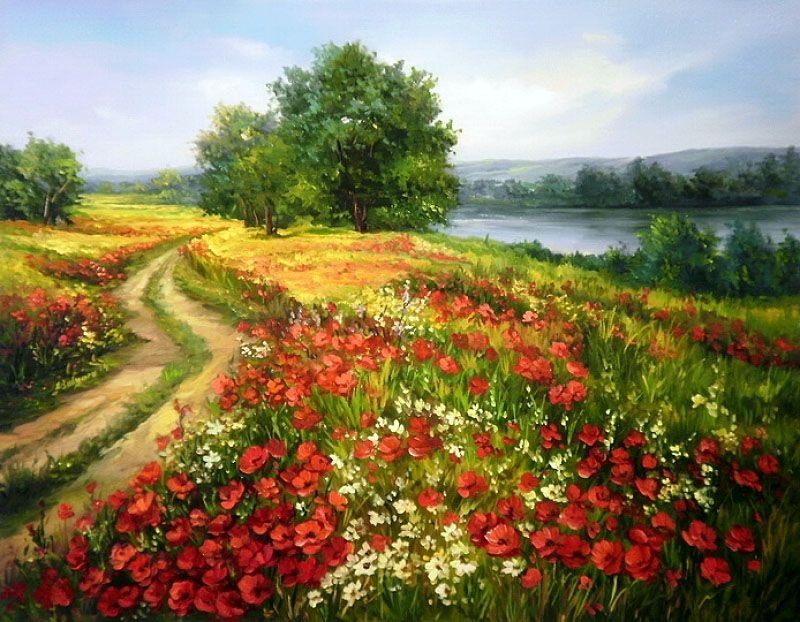 Пейзаж с маками