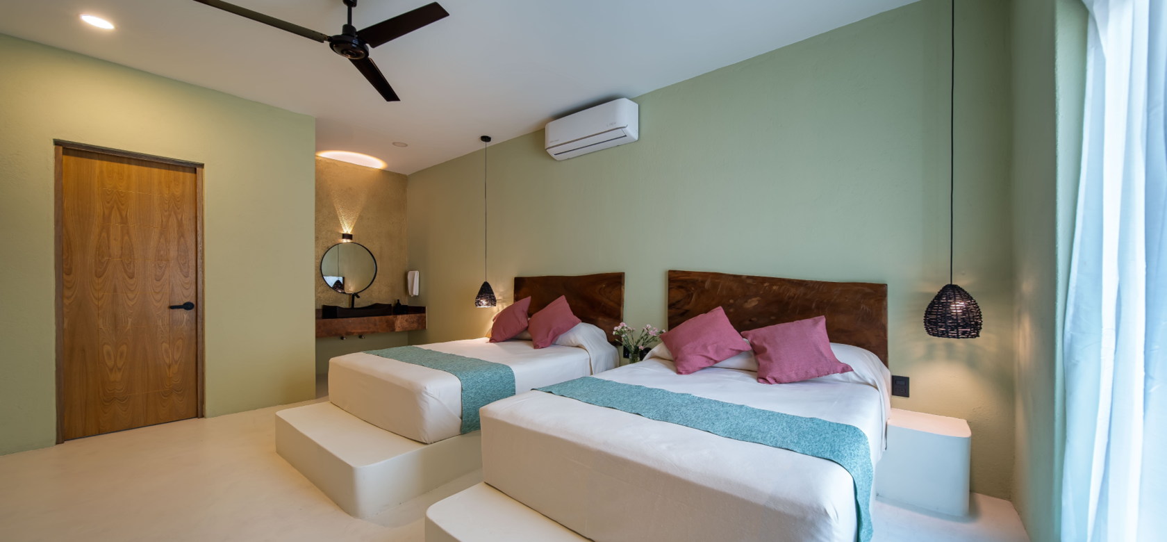 Habitacion doble con dos camas matrimoniales