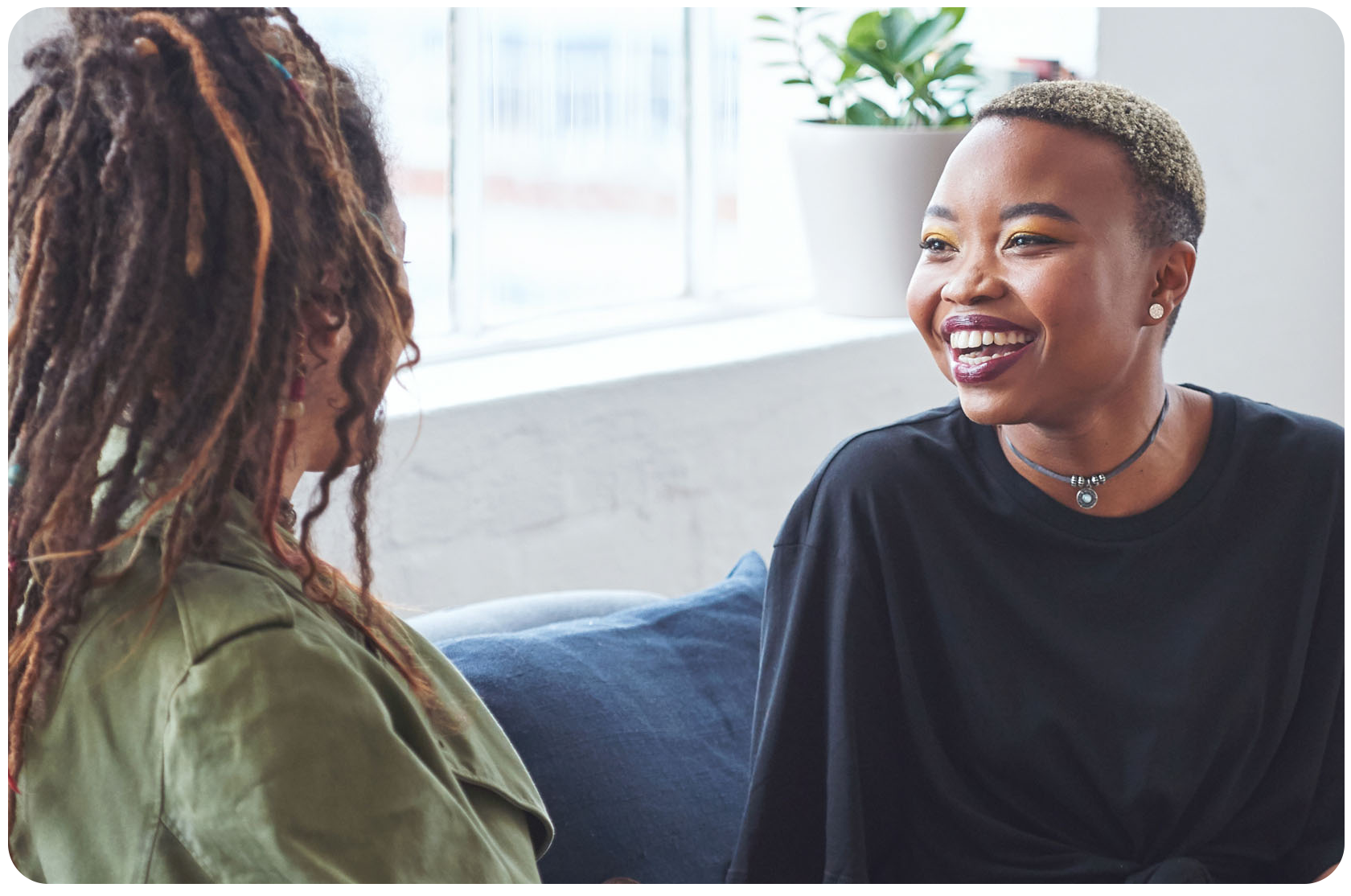 Two women chatting